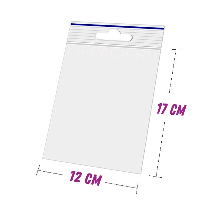 ЗИП-ПАКЕТ 12х17 см с европодвесом | 45 мк прозрачный ZIP-euro12